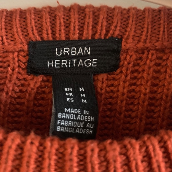 *Urban Heritage Cropped Knit Sweater Burnt Orange Medium Crew Neck Long Sleeve - Picture 2 of 12